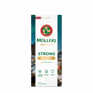 Möller‘s strong vitamin D zivju eļļa ar citronu garšu, 250 ml