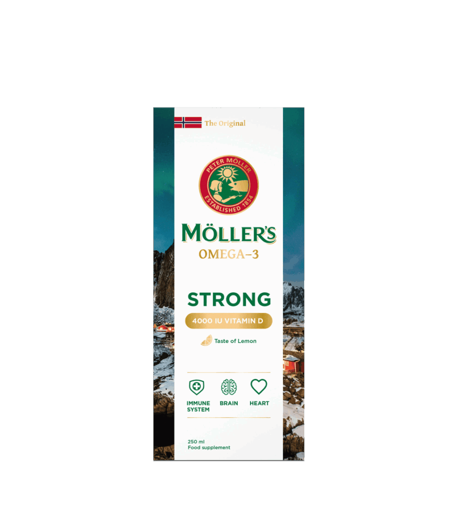 Möller‘s strong vitamin D zivju eļļa ar citronu garšu, 250 ml